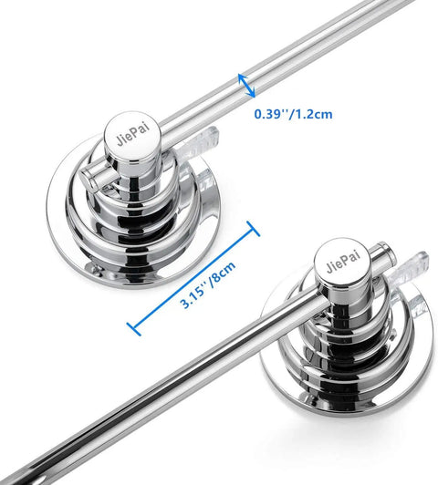 No Drilling Suction Cup Towel Bar 16 Inches Heavy Duty Wall Mount Towel Holder with two 3 inch suction cups on stainless steel surface