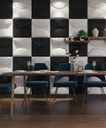 3D Black Semicircle Textured Wall Panels With Peel And Stick Tape Included Large Square Tiles For Easy DIY Interior Wall Decor Pack Of Twelve