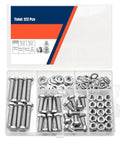 DIY Hardware Fastener Kit With Hex Head Bolts Nuts Flat Washers And Lock Washers M5 Bolts Set 122 Pieces in open case