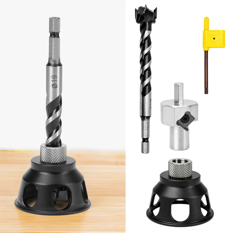 No-Nonsense 19mm Dog Hole Chamfer Reamer Bit For Three-Quarters Inch Holes, Bench Top Woodworking Tool Kit With Locator Jig