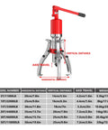 50 Ton Hydraulic Gear Puller Kit With 3 Jaw And 2 Jaw Sets dimensions and specs, featuring vertical and horizontal distances.