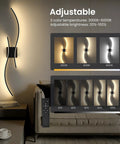 Cordless Battery Operated Wall Sconces Set Of 2 With 10000mah Power Bank 31.5 Inch Black Led Light showcasing adjustable brightness and color temperatures.