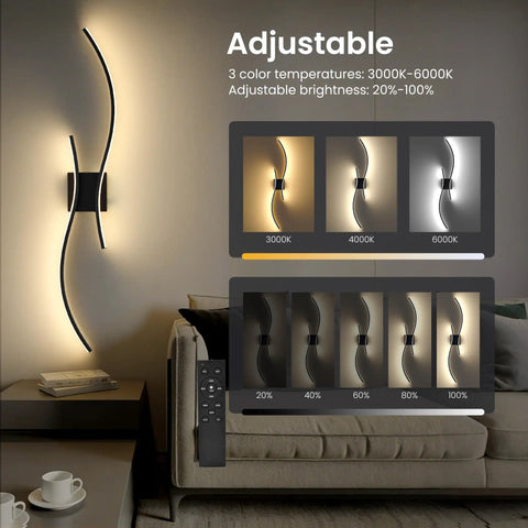 Cordless Battery Operated Wall Sconces Set Of 2 With 10000mah Power Bank 31.5 Inch Black Led Light showcasing adjustable brightness and color temperatures.
