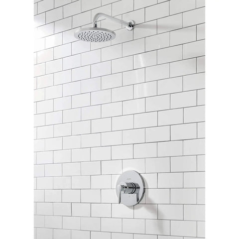 Studio S Shower Trim Kit With One Piece Ceramic Cartridge And Double Ceramic Pressure Balance, Polished Chrome Finish in bathroom setting