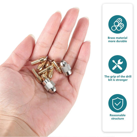 Brass Collet Drill Chuck Nut Holder For Rotary Tools displayed in hand, showing compact design and durable brass construction.