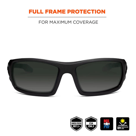 Skullerz Odin Safety Sunglasses With Polarized Lenses, ANSI Z87.1 Impact Resistant, Built Tough Full Frame, Non Slip Grip, Anti Fog, UV 400 Protection For Work And Outdoor Adventures