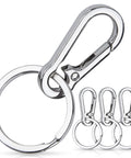 4 Piece Multipurpose Keychain Clip Set With Secure Zinc Carabiner And Steel Keyring For Quick Grab And Go Access To Your House And Car Keys Rust Resistant Nickel Plated Ring