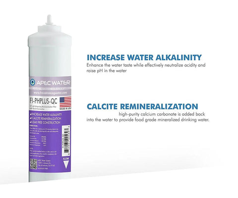 High Purity Calcium Carbonate Alkaline Water Filter For PH Boost, 10 Inch, 1 Quarter Inch Quick Connect, US Made, Friction Welded No Glue Seal