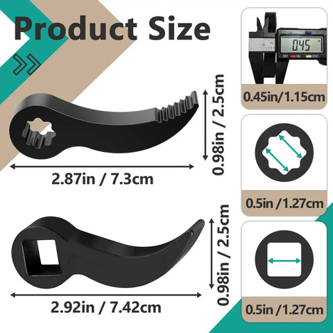 Two Piece Heavy Duty Pry Bar Wrench Adapter Head Set With Two Styles Crowbar Adapters dimensions and features