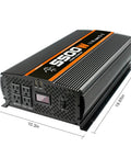 Heavy Duty 5500W Power Inverter 12V to 110V Converter With LCD Display, four AC outlets, two USB ports, durable design.