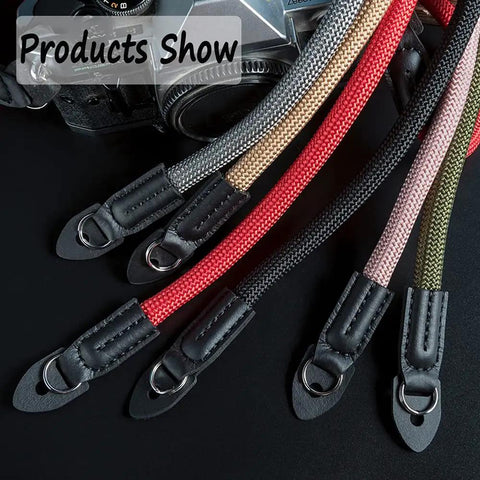 Variety of colorful camera straps including Vintage 100cm Nylon Climbing Rope Camera Strap For Micro Single and DSLR Cameras In Army Green