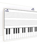 11 By 14 Inch Keyboard Practice Dry Erase Lapboard Double Sided Music Staff Whiteboard For Kids Students Musicians Portable Durable Masonite Lap Pad For Music Class Supplies front with keyboard and staff lines, blank back