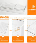 6 Pack Large Clear Drawer Organizer Set Made Of Acrylic, 3 Size Options, Non Slip Non Cracking Storage Trays for Kitchen