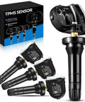 TPMS Sensor Replacement 4 Pack 315MHz For Chevy Silverado 2007-2016 Express 1500 2500 3500 2008-2022, GMC Sierra And Terrain 2007-2016, Buick Saab Spark Tahoe Suburban Traverse 2007-2020, 13598771 13586335 black TPMS sensors with valve stems