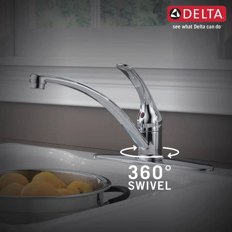 Chrome Kitchen Faucet With Side Sprayer For 8 Inch Center Four Hole Install Single Handle Contemporary Design
