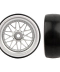 Front and side view of 1/10 Scale RC Drift Tires 4 Pack On Road Wheels With 12mm Hex Hubs Beefy Hard Plastic Grip