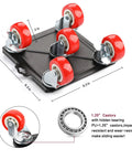 Heavy Duty Furniture Dolly With Five Wheels Up To 3300 Lbs Load Capacity, carbon steel construction, detailed view of wheels
