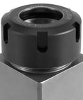 ER 32 Collet Block Square Hardened Steel Fast Set Up Spring Chuck Block With Collet Nut shown in close-up view.