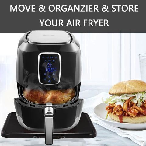 Sliding Kitchen Appliance Caddy Tray With Wheels For Under Cabinet And Countertop Storage Makes Heavy Lifting A Breeze with air fryer