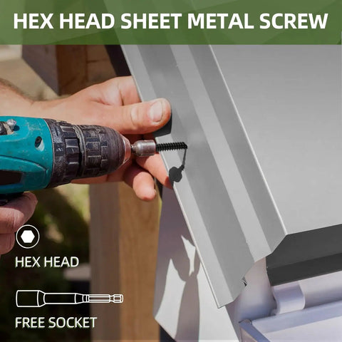 Black Hex Washer Head Sheet Metal Screws Set Size 14 Two And A Half Inch Self Drilling in metal installation