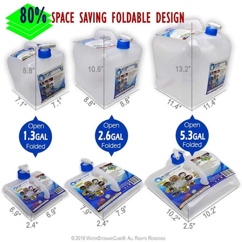 BPA Free Collapsible Water Container With Spigot For Your Go To Camping And Outdoors Setup Food Grade Portable 5.3 Gal Folded