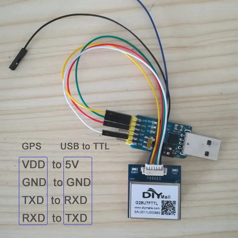 GPS Receiver Module 3.3V-5V With Flash Ceramic Antenna 9600bps NMEA-0183 For Arduino FPV Drone Flight Controller with USB TTL cables