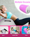 Woman using Inflatable Gymnastics Roller Tumbling Barrel 3.3ft Long By 2ft Diameter Octagon Mat Roll in gym and pool