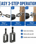 Heavy Duty Electric Drill Wire Twisting Tool With 1/4 Inch Hex Shank demonstrating 3-step operation for quick wire twisting.