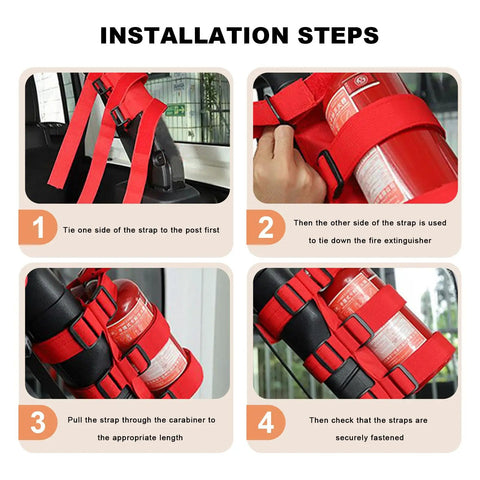 Heavy Duty Adjustable Roll Bar Fire Extinguisher Bracket With Hella Tough Nylon Straps And Badass Usa Flag Design For Jeep Wrangler Jk Jku Gladiators Black
