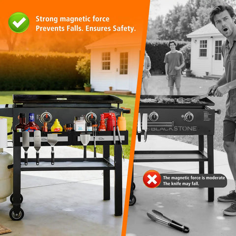Front Griddle Caddy For 28 And 36 Inch Griddles, Large Capacity BBQ Accessory Organizer With Magnetic Tool Holder
