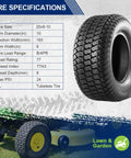 Turf Saver Tire 20X8-10 Lawn And Garden Tubeless 4 Ply Tough As Nails Non Highway Tire with specifications and lawn mower