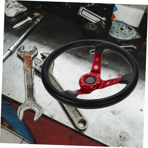 Universal 14 Inch PU Racing Steering Wheel With Horn Button Red Drift Style For Car Truck Golf Cart And Simulator Use
