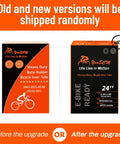 Packaging of Two Pack 24 Inch Heavy Duty Bike Tubes With AV32mm Schrader Valve Fits 24x2.10 To 24x2.40 Tires, old and new versions shown.