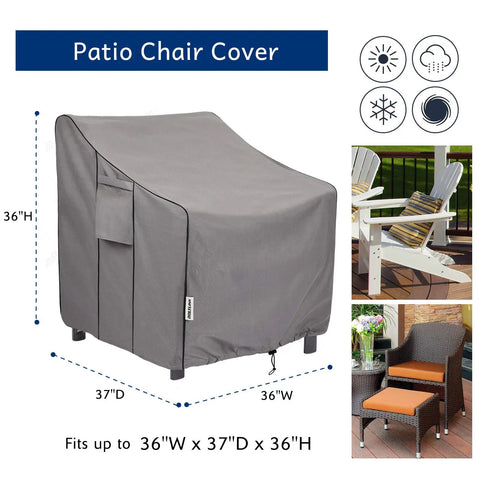 Heavy Duty Waterproof Patio Chair Covers 2 Pack For All Weather Outdoor Furniture Fits Up To 36W X 37D X 36H Inches on patio armchairs