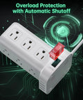 Tower Surge Protector Power Strip With 12 Outlets 4 USB Ports Including USB C 6.5 Foot Extension Cord 16 In 1 Charging Station 1200 Joules Surge Protection Built In Circuit Breaker Your Desk Ready Workhorse Charging Hub on shiny circuit background
