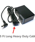 AC Wall Charger For RCA Portable DVD TV Combo Player 12V With Extra Long 200cm Heavy Duty Power Cord shown coiled with adapter