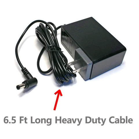 AC Wall Charger For RCA Portable DVD TV Combo Player 12V With Extra Long 200cm Heavy Duty Power Cord shown coiled with adapter