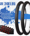 Two Pack 24x1.95 Mountain Bike Tires Set Folding Puncture Proof with anti-puncture technology and unique tread design