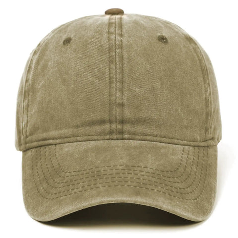 Front view of Low Profile Adjustable Washed Cotton Baseball Cap Dad Hat For Men And Women Versatile Golf Style And Everyday Streetwear