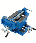 Solid Heavy Duty Bench Vise With Precision Cross Slide And X Y Axis Travel, 6 Inch Jaw capacity, blue cast iron.