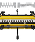 Rock Solid Dovetail Router Jig 12 Inch Width with four bits, three templates for precise mortise joints workstation.