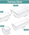 Sweet Clear Drawer Organizers, slick non toxic plastic bins in various sizes for makeup and desk supply storage.