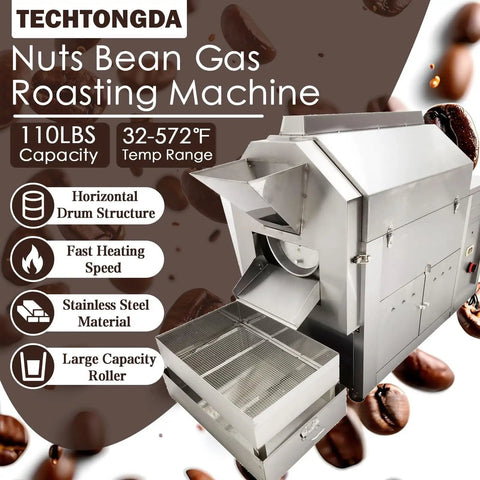 Commercial Gas Coffee Roaster With 110 Lb Drum Capacity For Roasting Beans Nuts Seeds Chestnuts Peanuts Walnuts And More Beefy Heavy Duty
