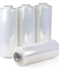 Heavy Duty Clear Cast Stretch Wrap 80 Gauge 19.7 X 6000 Ft Roll industrial film stacked for packing and shipping.