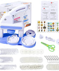 Two Size Button Maker Kit For DIY Badges And Pins 55mm And 35mm With 80 Pcs Supplies Includes Everything You Need For Crafting Dope Custom Buttons In Blue with tools and parts.