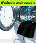 Black Waterproof Sweat Towel Seat Cover Universal Non Slip Protector being machine washed for easy care