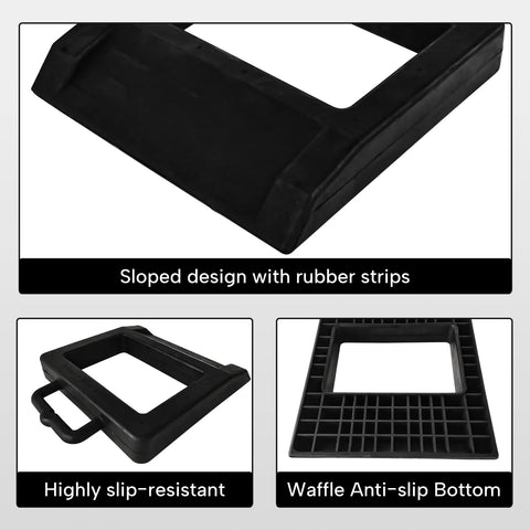 Beefy Rubber Pallet Jack Chock For Heavy Duty Stabilization Non Slip Wheel Stopper with waffle anti-slip bottom and rubber strips