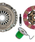 Bulletproof Stage Two Cerametallic Clutch Kit For 2005 2010 Ford Mustang V8 4.6L Motor components view including disc and pressure plate.
