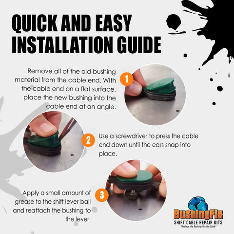 Saab 9-5 Automatic Transmission Shift Cable Bushing Replacement Kit DIY Friendly Easy Repair for 2002-2010 Models Fix Shifter Cables Quickly and Smoothly Simple Install No Guesswork, quick installation guide