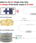 Easy Plug-And-Play 24V LED Power Supply With Dimmer Switch, 48W 24V DC Driver connecting to single color LED strip lights